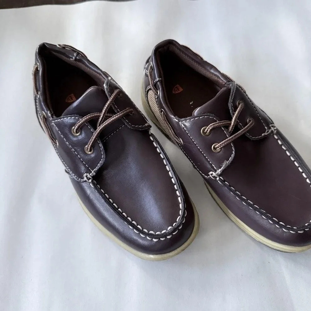 Deer Stags Jay Boat Shoes Boys kids 1.5 Brown Excellent Nautical Mesh Casual